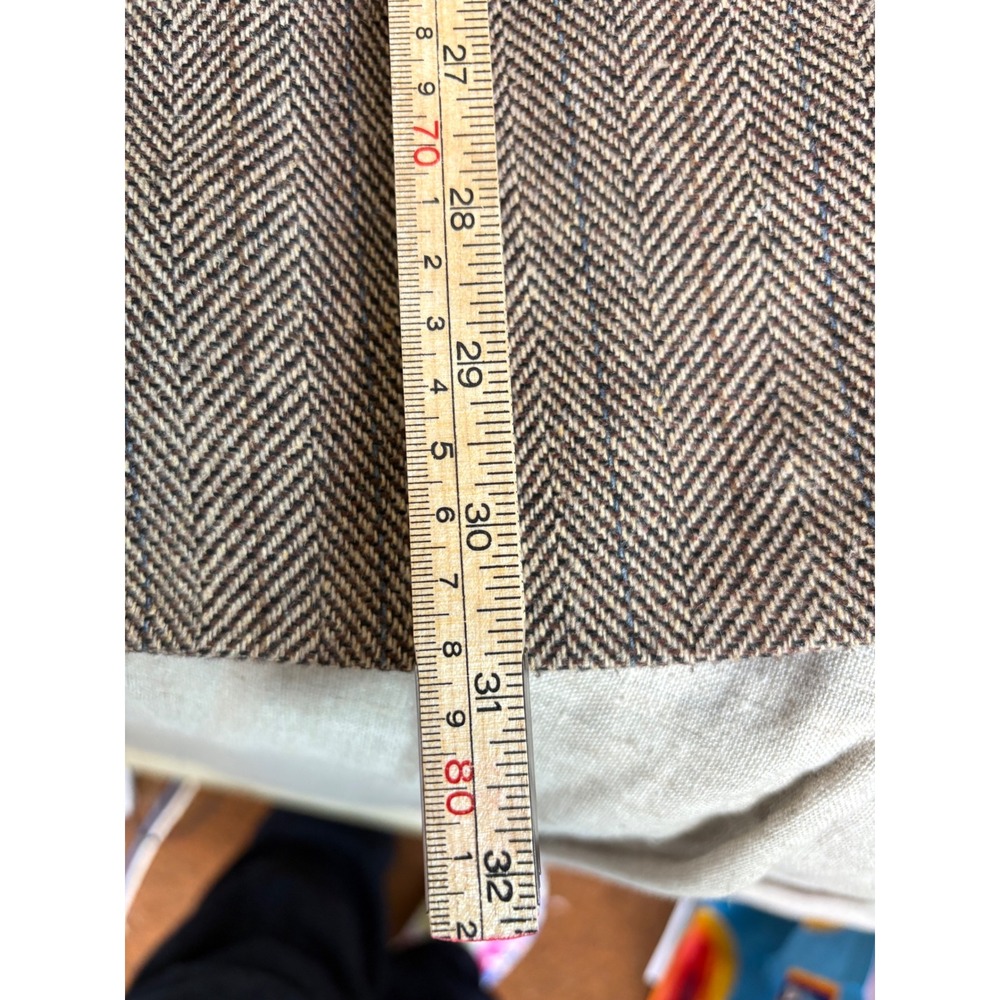 Jordache Vintage Mens 40L Herringbone Blazer Brown Wool Blend Sport Coat Jacket - Picture 10 of 11